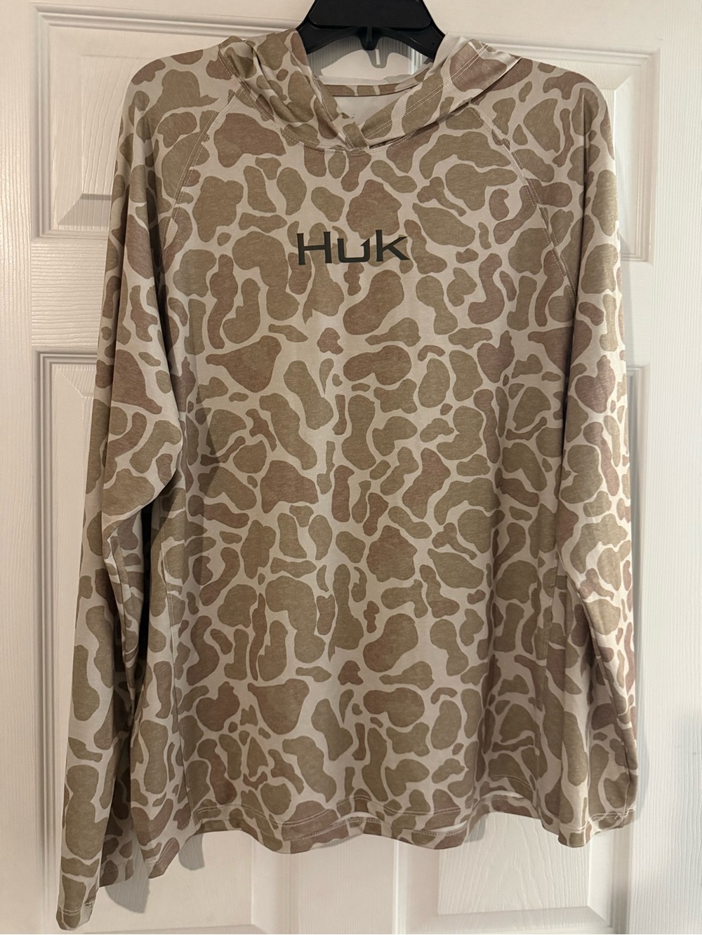 Huk Tan & Cream Camo Hooded Crewneck